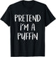 Pretend I'm A Puffin Bird Costume Funny Halloween Party T-Shirt - T-Shirt | Black