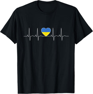 Ukraine Flag Heartbeat It is in my DNA Gift Ukrainians T-Shirt - T-Shirt | Black