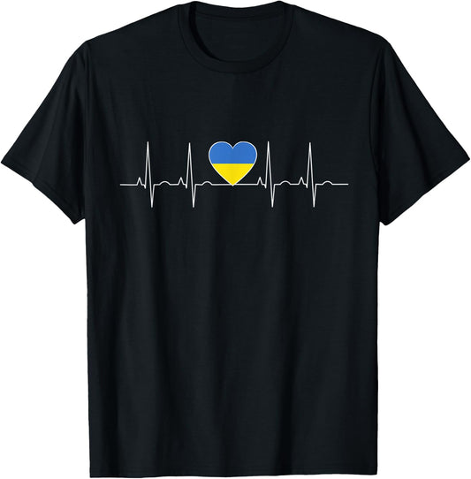 Ukraine Flag Heartbeat It is in my DNA Gift Ukrainians T-Shirt - T-Shirt | Black