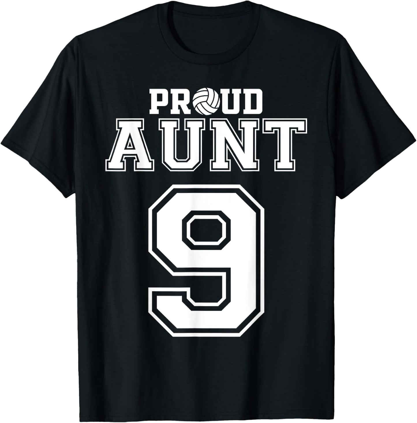 Custom Proud Volleyball Aunt Number 9 Personalized Women T-Shirt - T-Shirt | Black