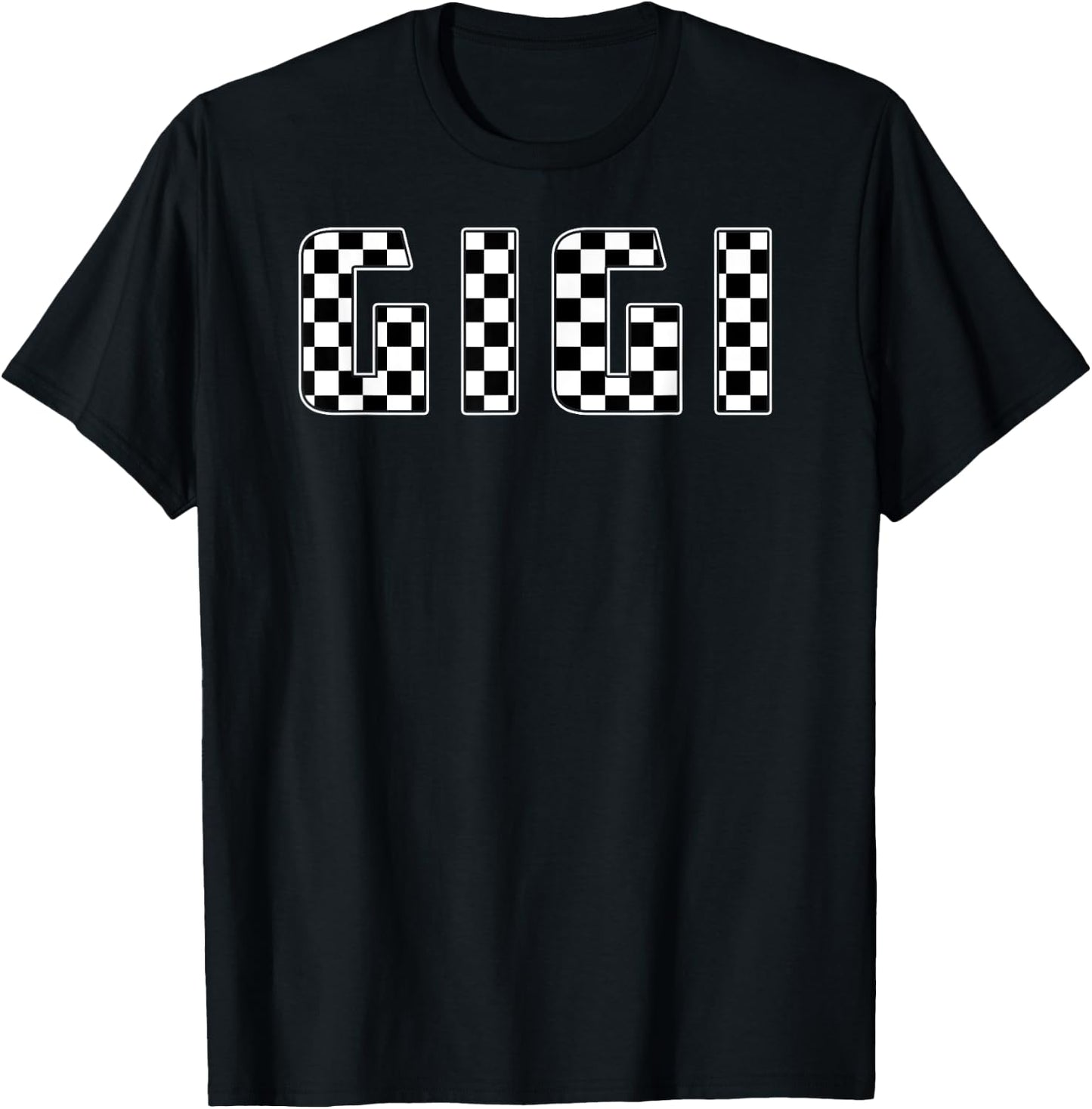 Gigi Racing Race Car Gigi Checkered Flag Pit Crew Bday T-Shirt - T-Shirt | Black