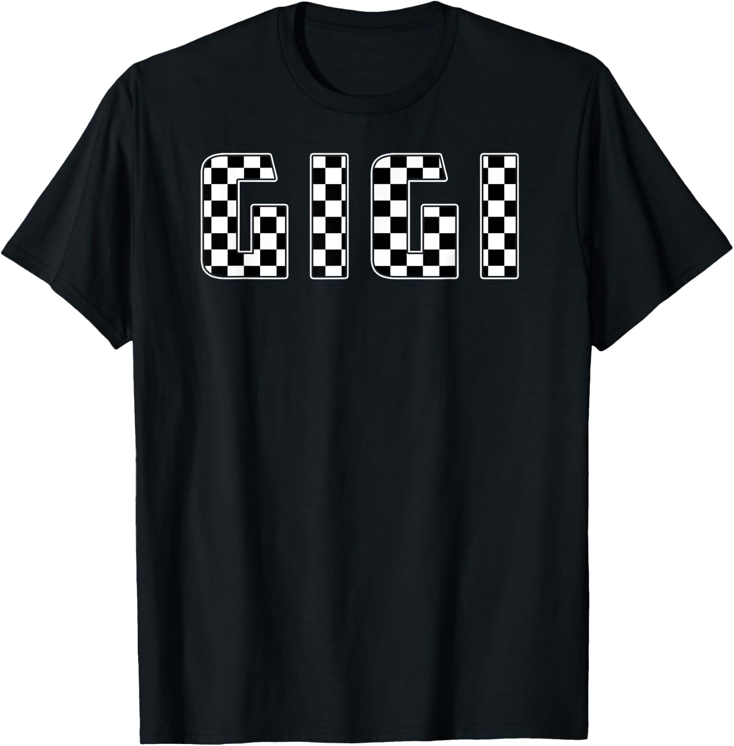 Gigi Racing Race Car Gigi Checkered Flag Pit Crew Bday T-Shirt - T-Shirt | Black