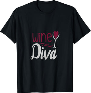 Fun Wine Diva Women Valentine Gift T-Shirt - T-Shirt | Black