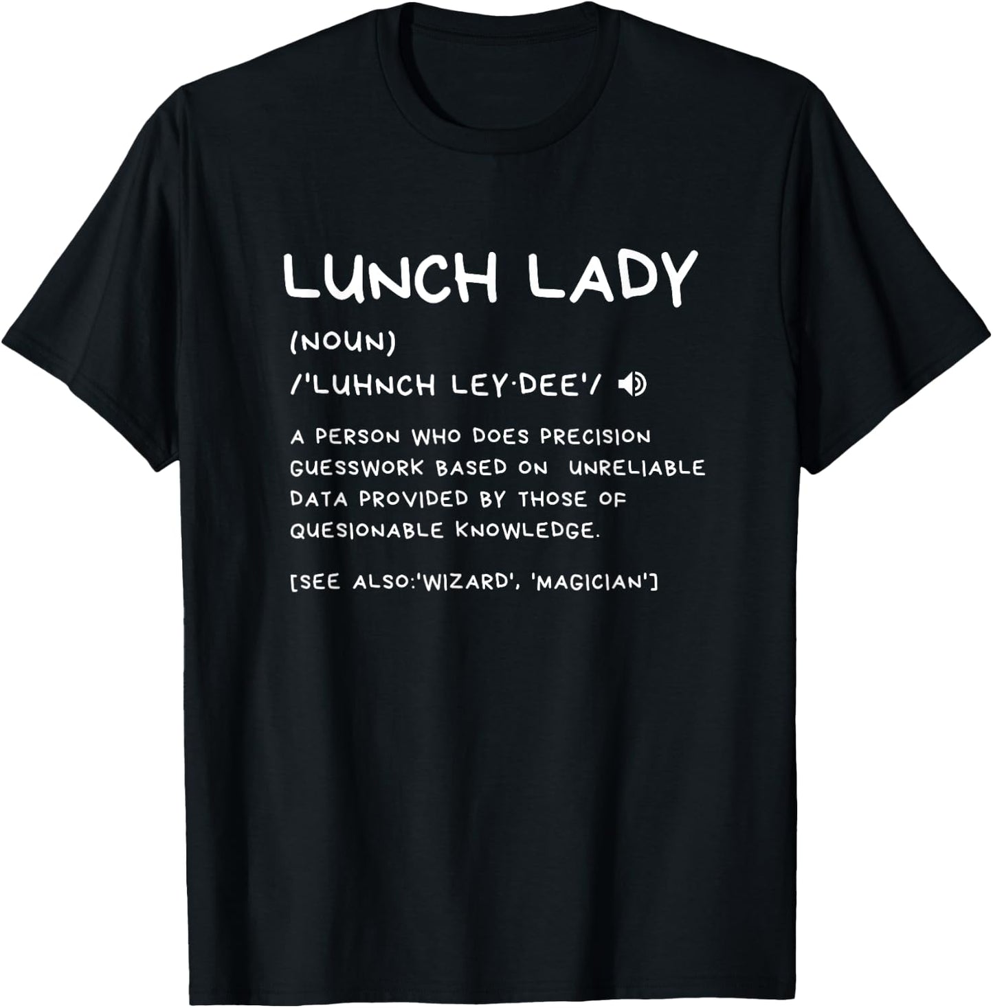 Funny Definition Cute Meaning For Family Friends Lunch Lady Definition Thanksgiving Birthday School New Year Christmas -Adults Black Small Classic Fit Short Sleeve T-Shirt - T-Shirt | Black