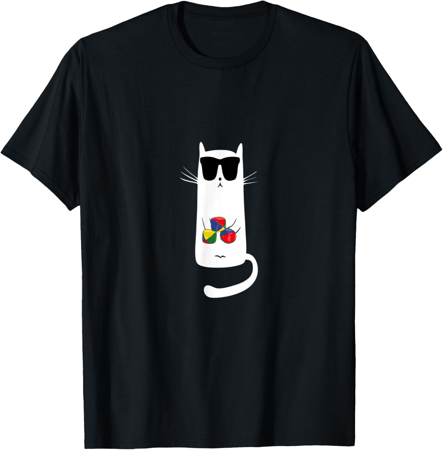 Funny Cat Wearing Sunglasses Juggling Women Kids T-Shirt - T-Shirt | Black