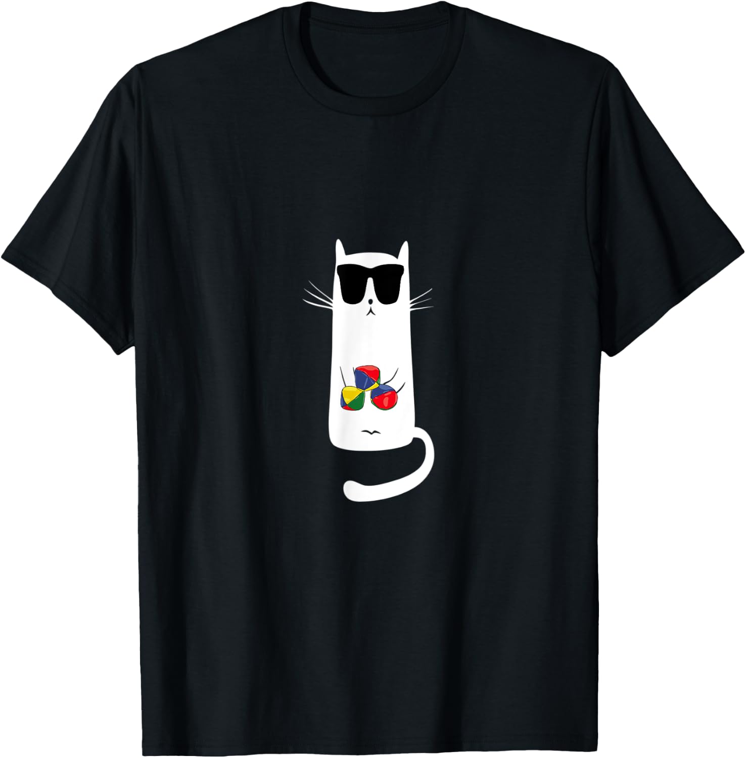 Funny Cat Wearing Sunglasses Juggling Women Kids T-Shirt - T-Shirt | Black