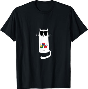 Funny Cat Wearing Sunglasses Juggling Women Kids T-Shirt - T-Shirt | Black