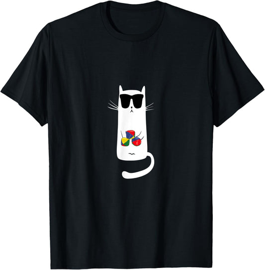 Funny Cat Wearing Sunglasses Juggling Women Kids T-Shirt - T-Shirt | Black