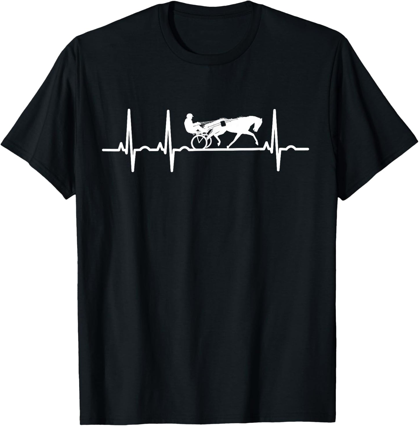Heartbeat Harness Racing Gift Horse Riding Race Sport T-Shirt - T-Shirt | Black