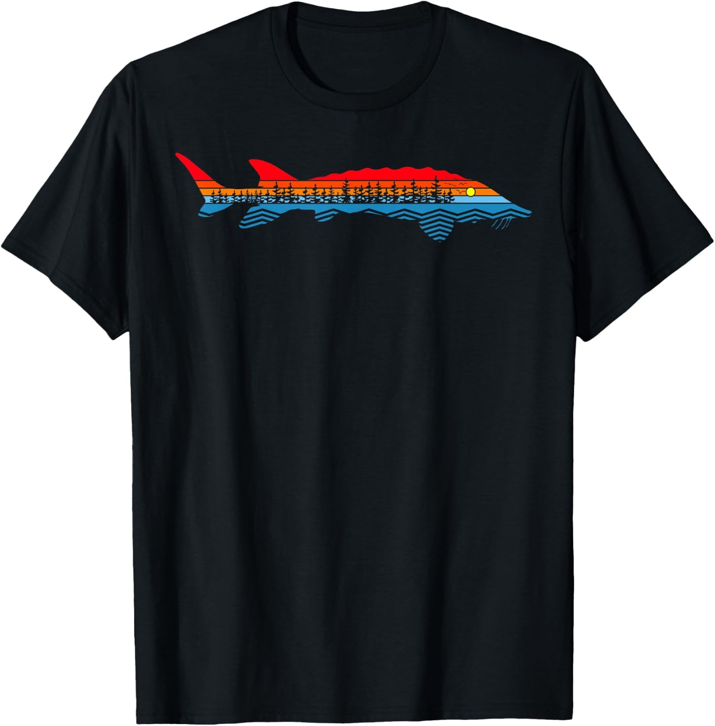 Vintage Nature Outdoor Fishing - Fisher Sturgeon Fish T-Shirt - T-Shirt | Black