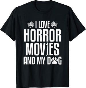 I Love Horror Movies And My Dog Halloween True Crime Women T-Shirt - T-Shirt | Black