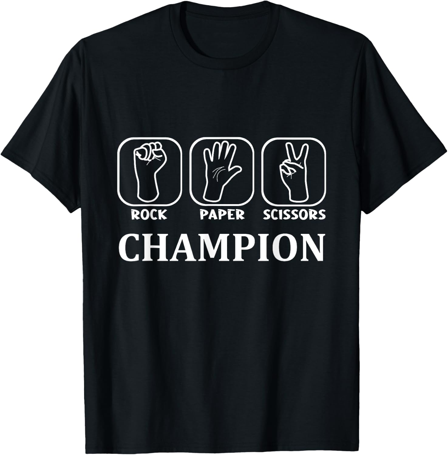 Funny Game Scissors Stone Paper Champion T-Shirt - T-Shirt | Black