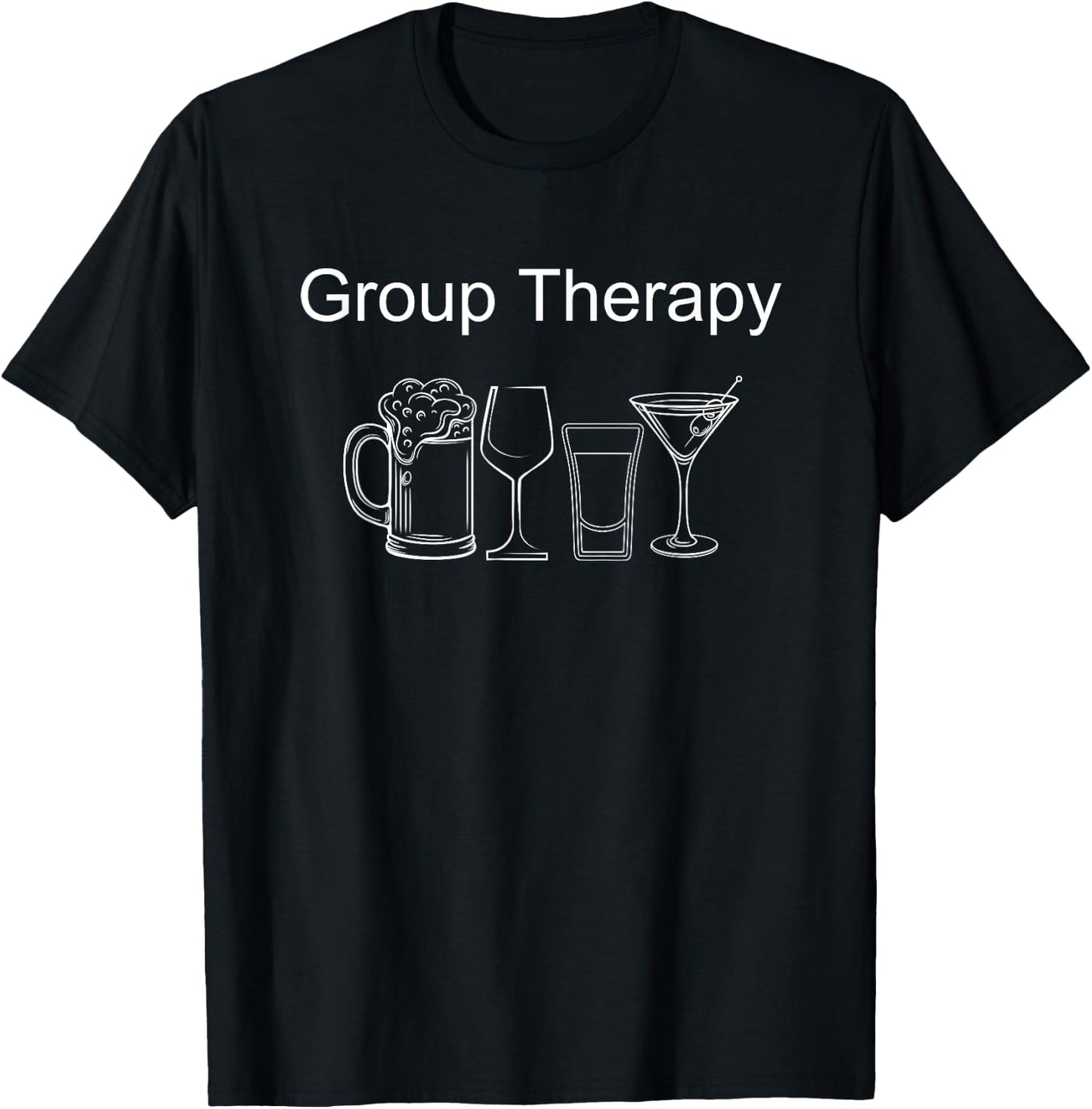 Funny Group Therapy for Beer and Wine Drinkers T-Shirt - T-Shirt | Black
