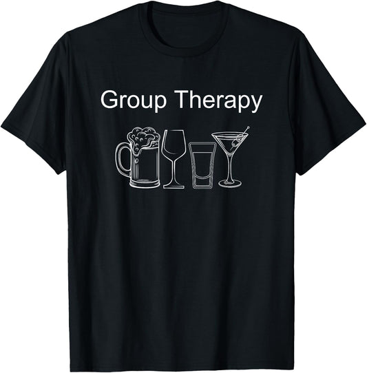 Funny Group Therapy for Beer and Wine Drinkers T-Shirt - T-Shirt | Black
