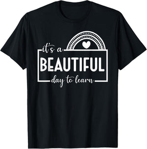 It's A Beautiful Day To Learn Rainbow Teacher Men Women Kids T-Shirt - T-Shirt | Black