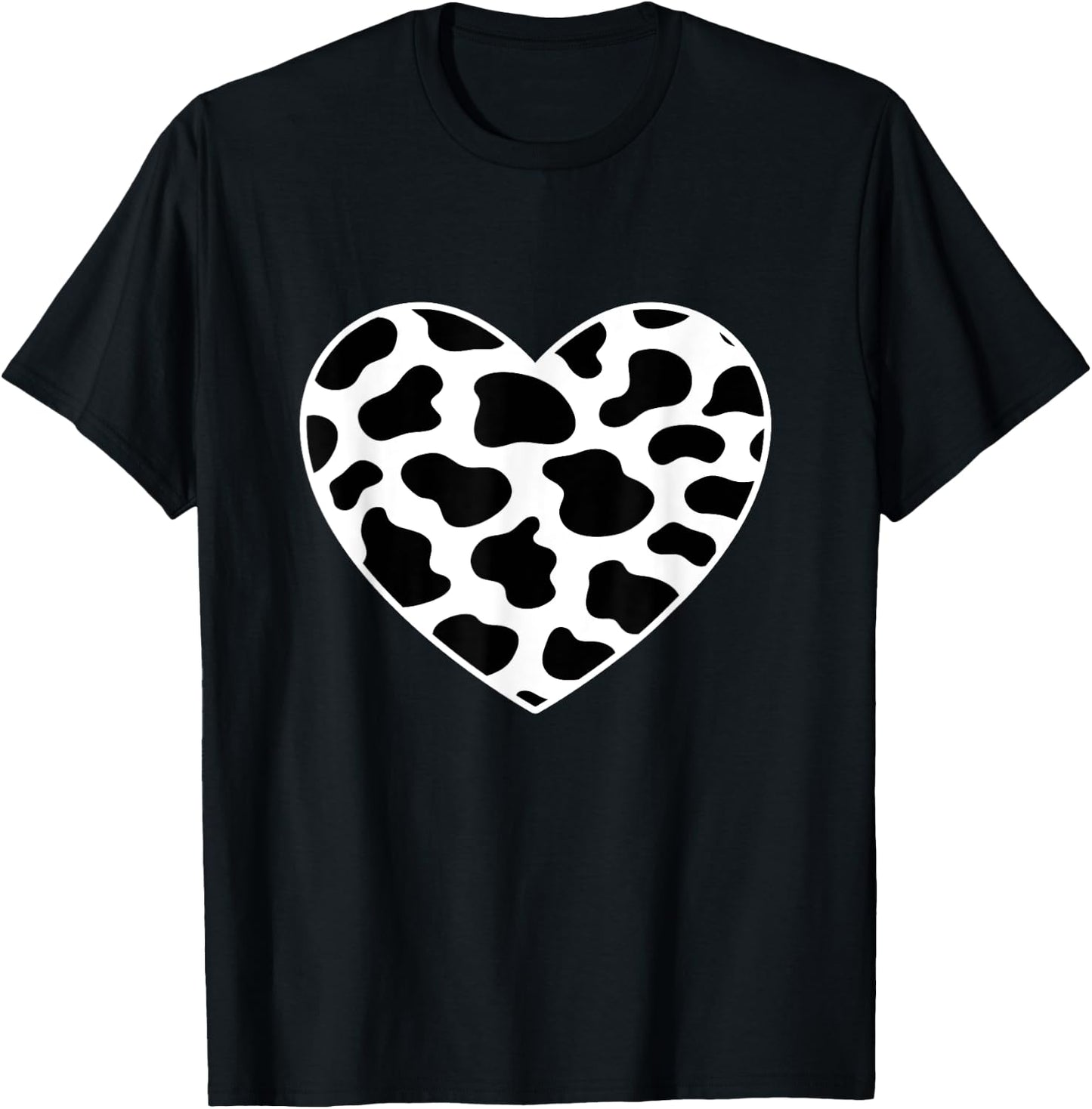 Cow Print Heart Cow Mom Mommy Dad Cow Lover Women Men Farmer T-Shirt - T-Shirt | Black