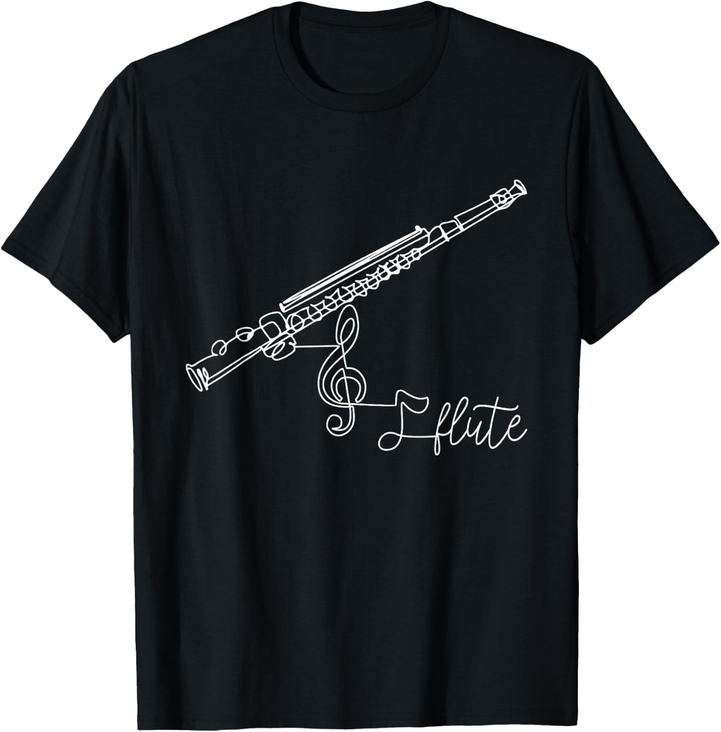 Flute Player Flutist Marching Band Music Lover Musician T-Shirt - T-Shirt | Black