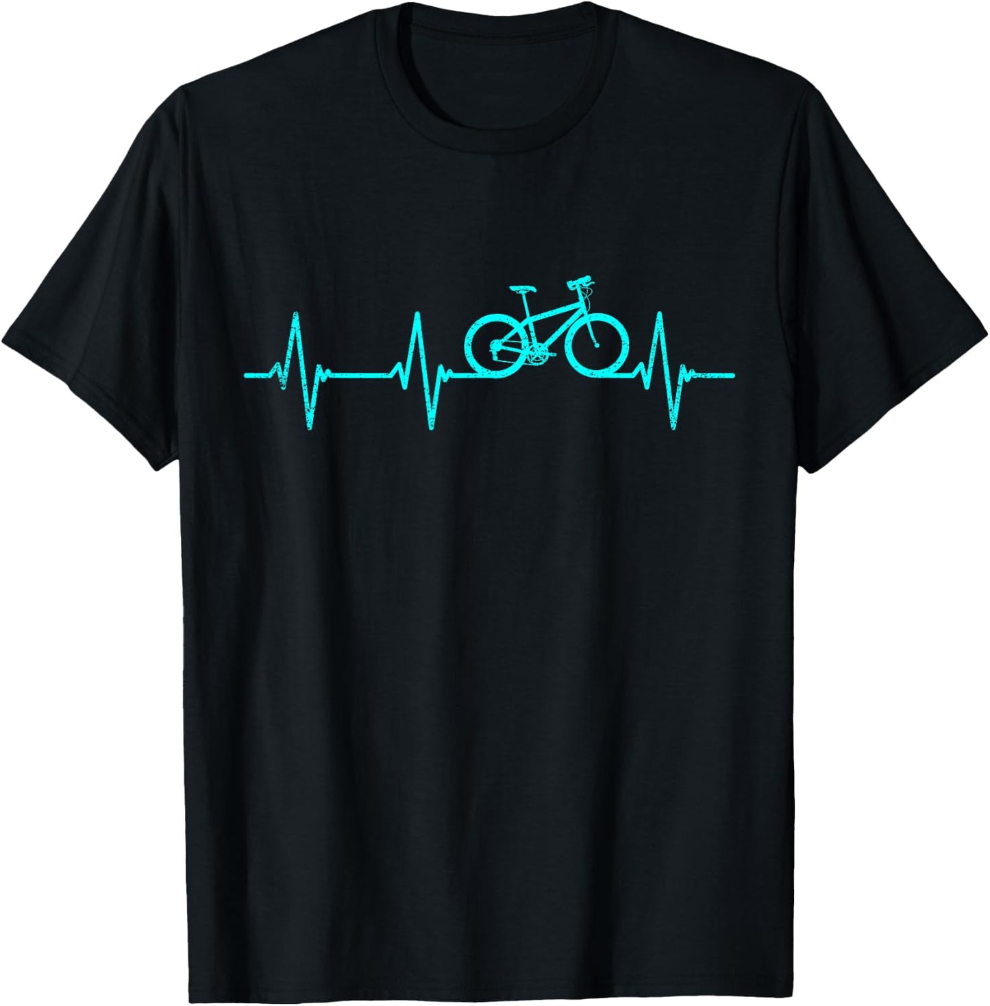 Mountain Biking Heartbeat Clothing Cyclist Cool Cycling Gift T-Shirt - T-Shirt | Black