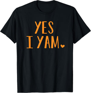 Yes I Yam Funny Thanksgiving Halloween Matching Couple T-Shirt - T-Shirt | Black