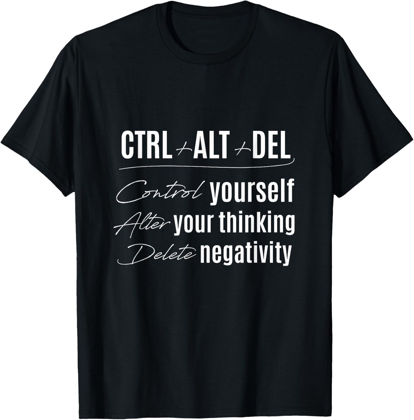 Control Yourself Alter Thoughts Ctrl Alt Delete Negativity T-Shirt - T-Shirt | Black