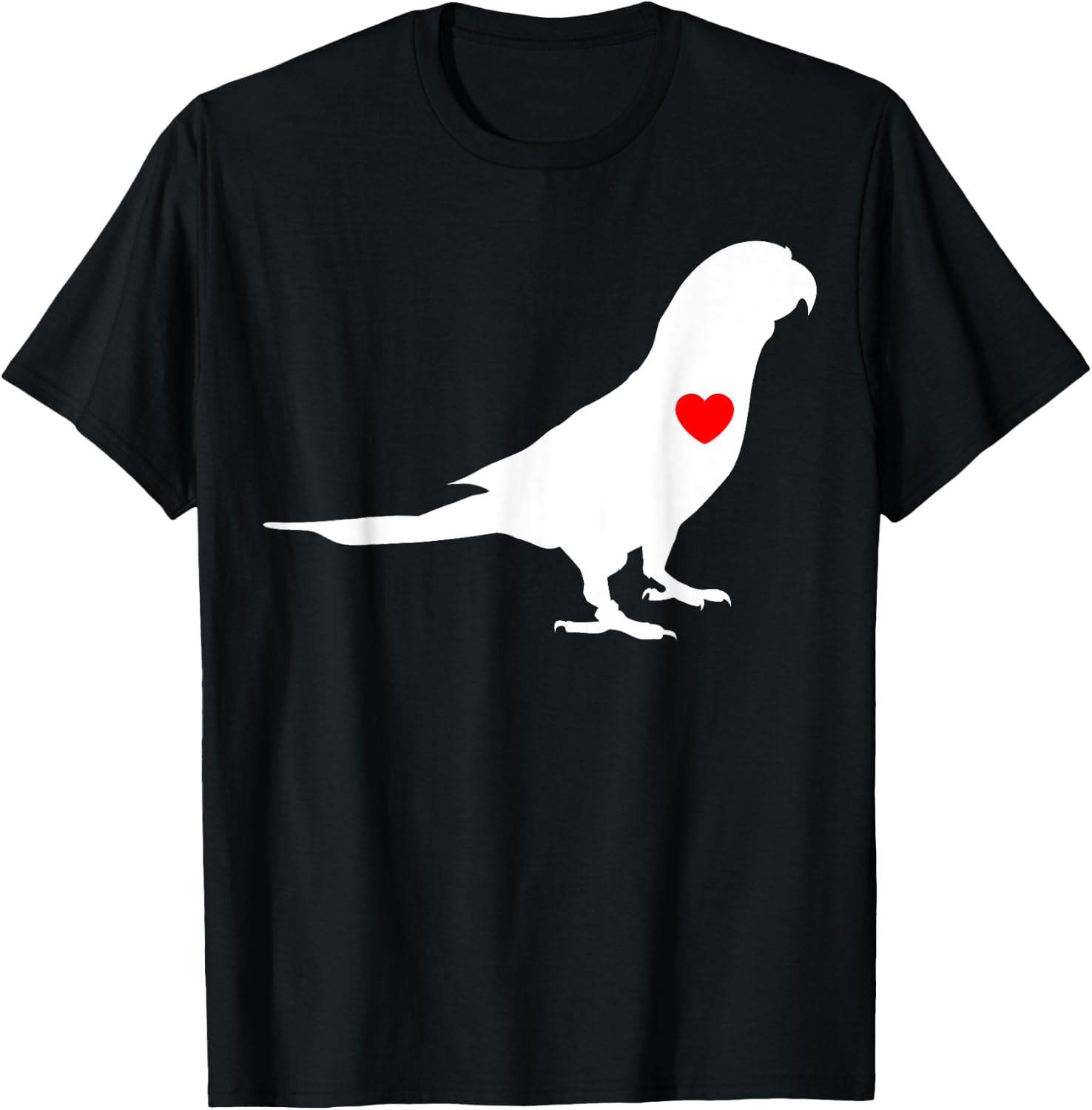 Parrot Heart Parakeet Tiel Quarrion Cockatoo Bird Ringneck T-Shirt - T-Shirt | Black