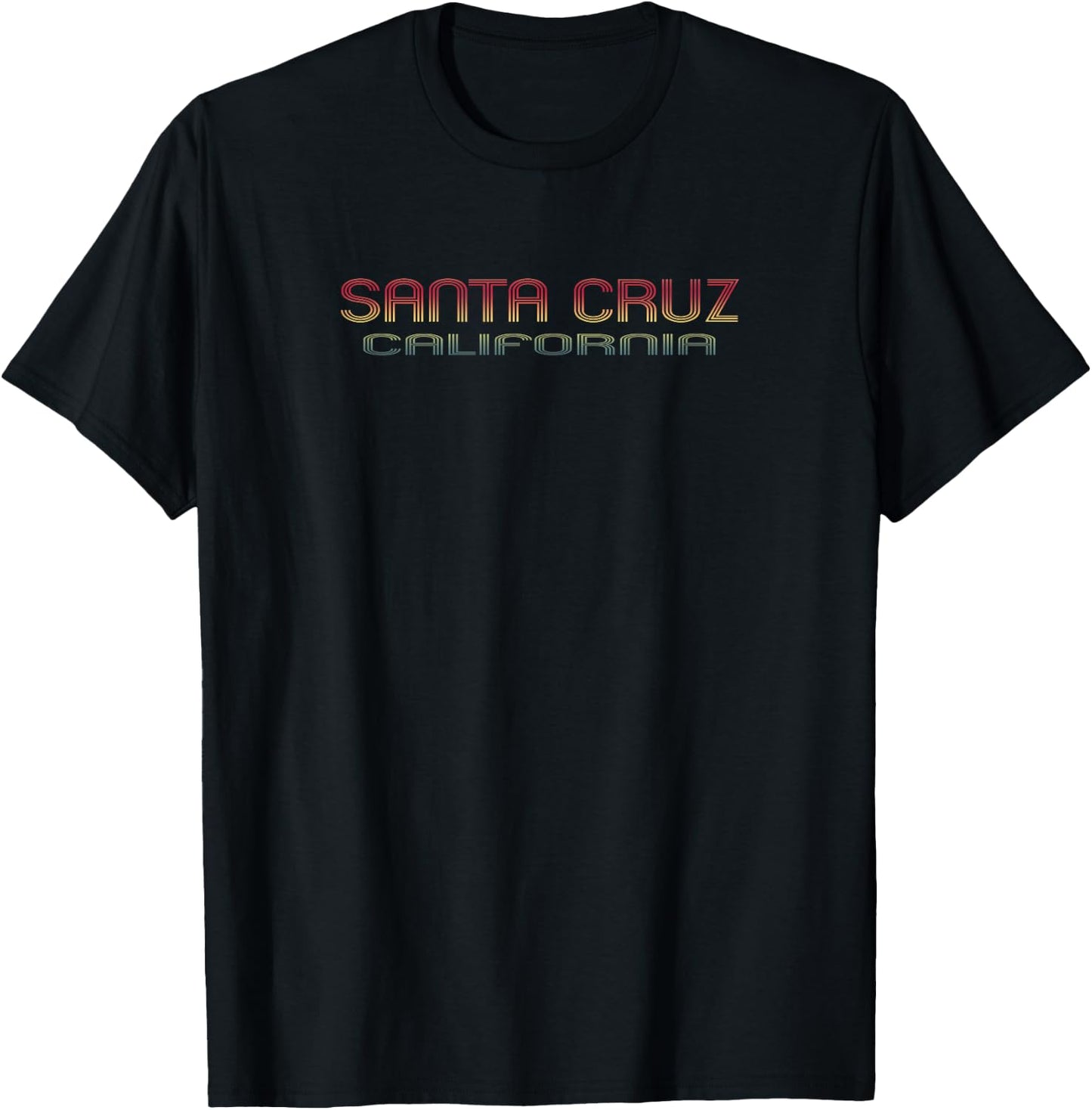 Santa Cruz California, CA - Retro Colors - Souvenir T-Shirt - T-Shirt | Black