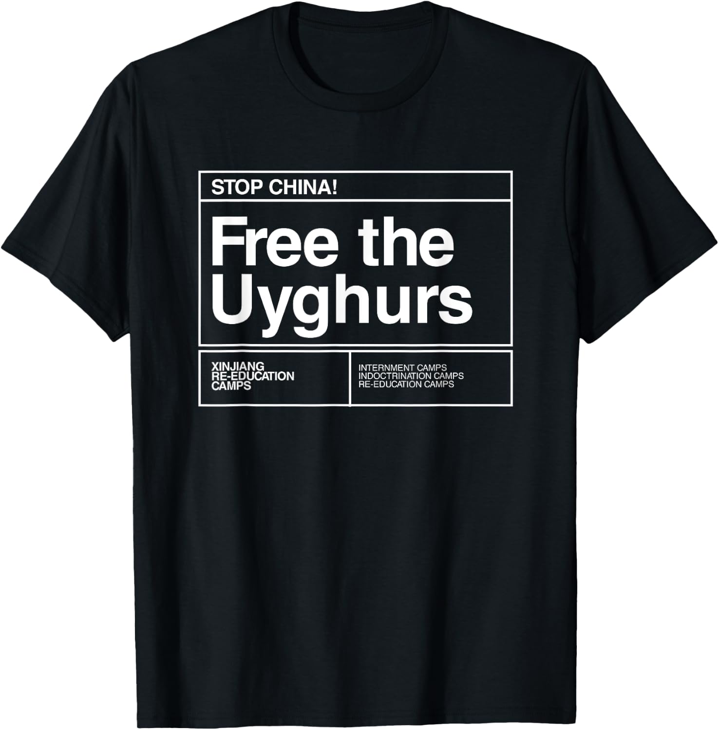 Stop China Free the Uyghurs T-Shirt - T-Shirt | Black
