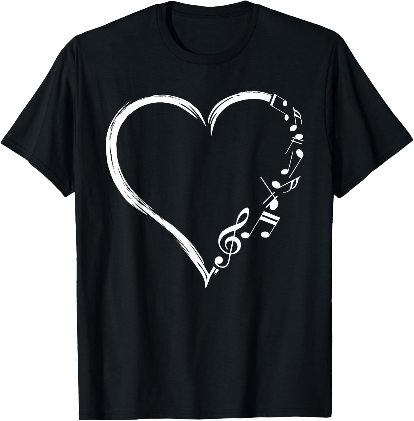 Music Frequency Cute Heart Notes Clef Musicians Music Lover T-Shirt - T-Shirt | Black