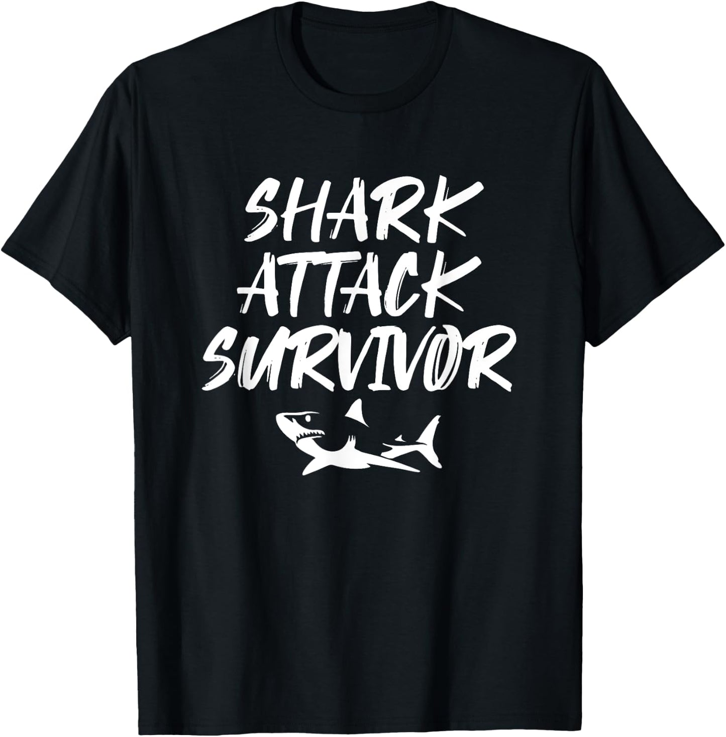 Shark Attack Survivor Funny Amputee Joke Handicapped T-Shirt - T-Shirt | Black