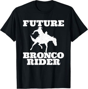 Future Bronco Rider Bucking Bronco Rodeo Wrangler Cowboy T-Shirt - T-Shirt | Black