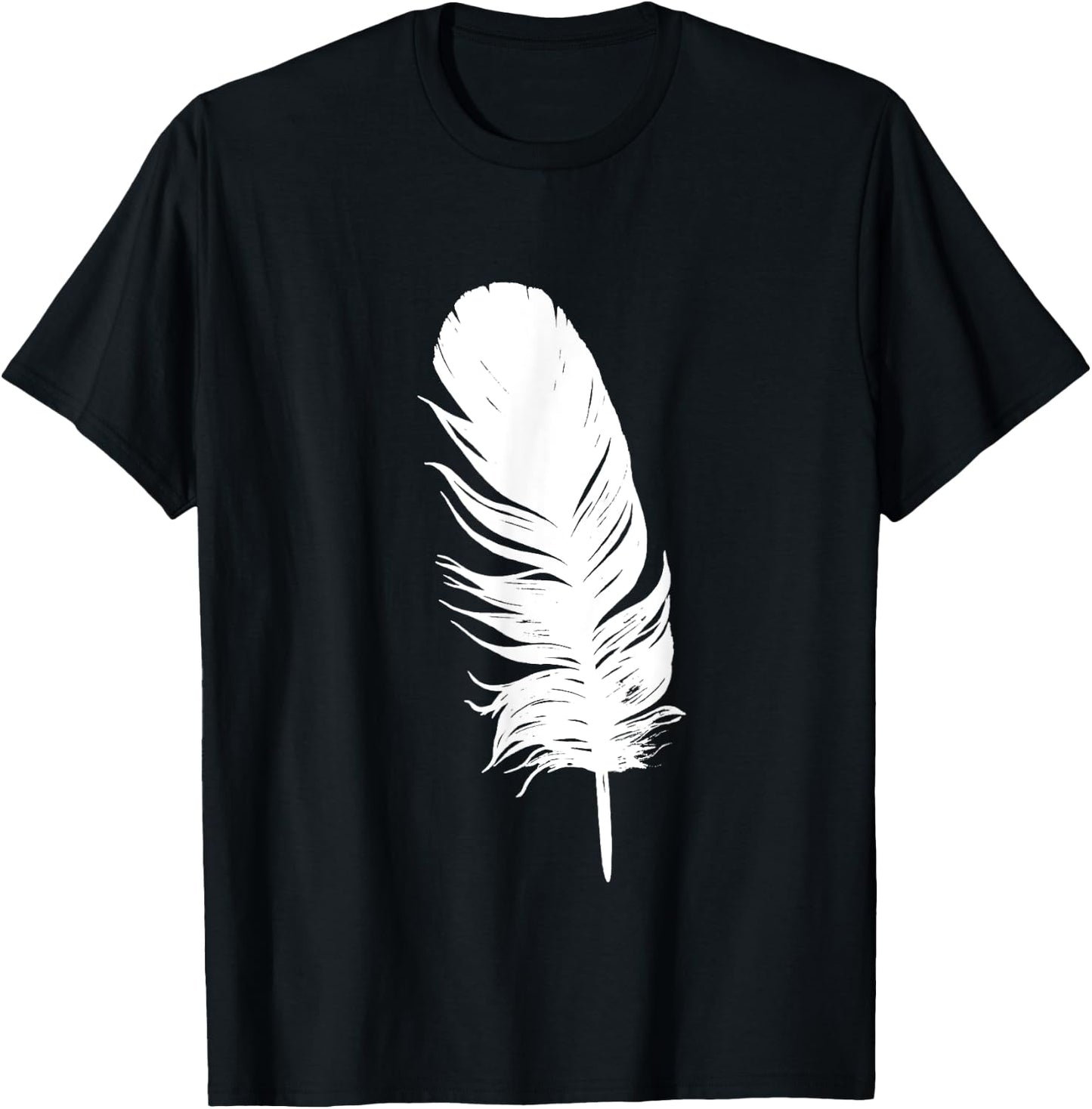 White feather print, casual, graphic, sleeveless summer Women Kids T-Shirt - T-Shirt | Black