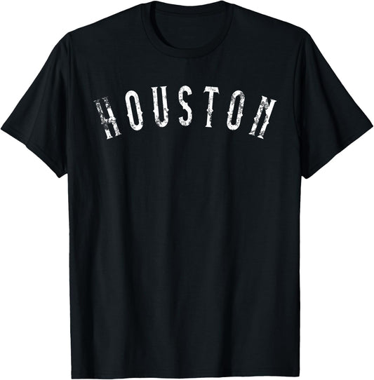Vintage Houston Distressed TX T-Shirt - T-Shirt | Black