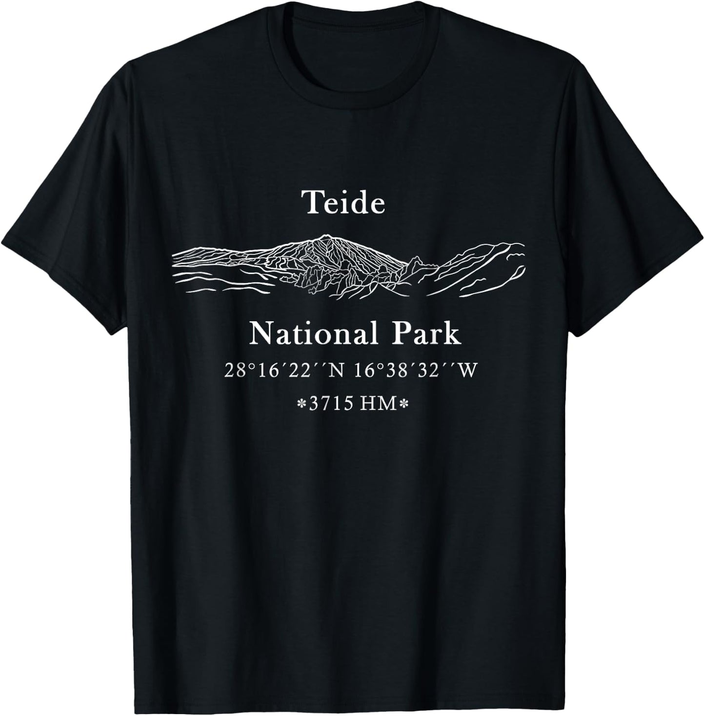 Volcano, Teide National Park, Tenerife, Coordinates, white T-Shirt - T-Shirt | Black