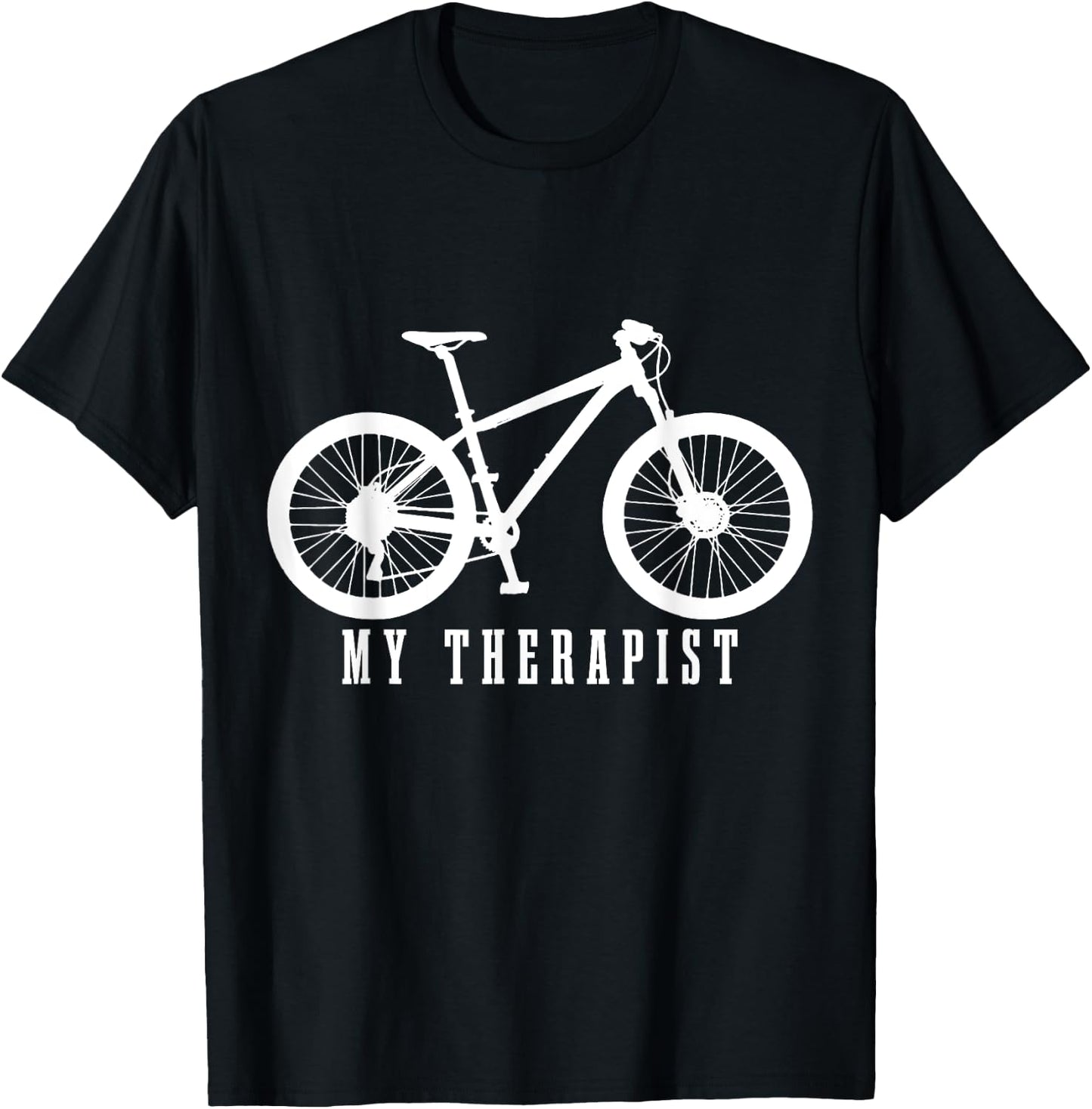 Mountain Bike My Therapist Funny MTB Biker Bicycle Cycling T-Shirt - T-Shirt | Black