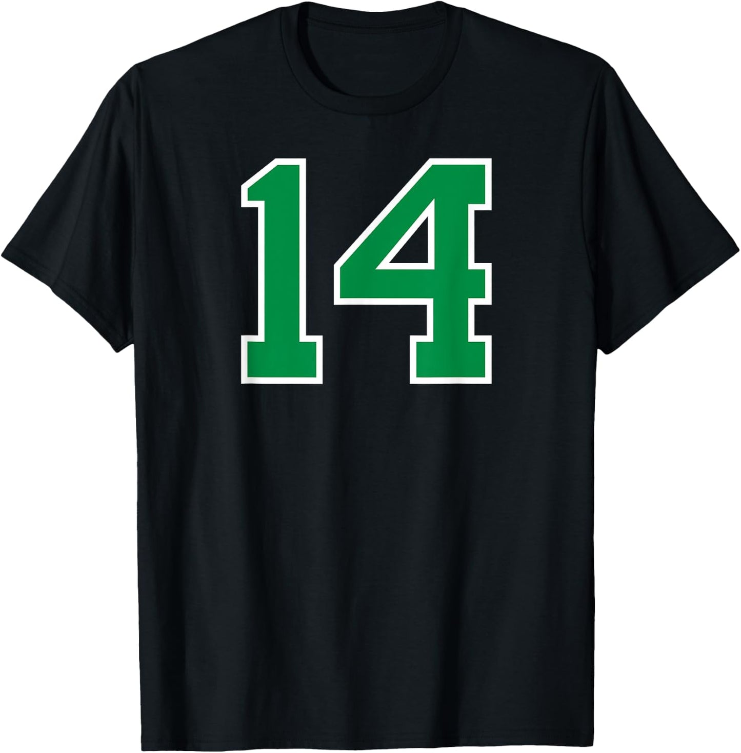 Number #14 Sport Green Number T-Shirt - T-Shirt | Black