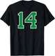 Number #14 Sport Green Number T-Shirt - T-Shirt | Black