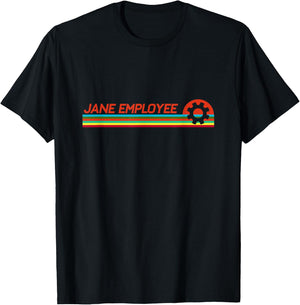 Jane Employee Funny Sunset Cog Employed Job Holders Cogs T-Shirt - T-Shirt | Black