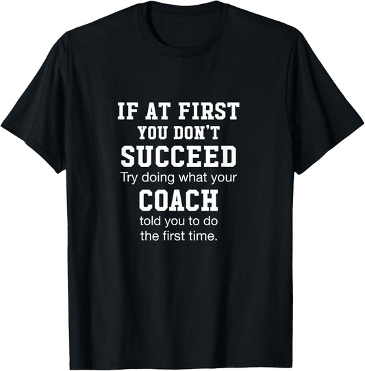 Coaching Accessories Supplies Gift Apparel Black Modern Classic Collarless Short Sleeve -Adults Small T-Shirt - T-Shirt | Black