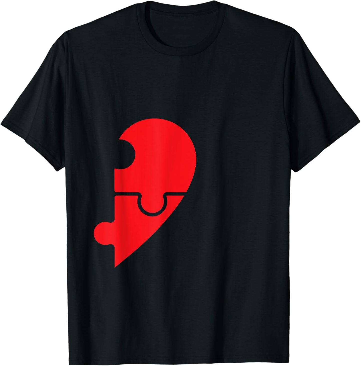 Half Heart Right Hand Side Love Couple Camisa Pareja Ropa T-Shirt - T-Shirt | Black