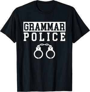 Grammar Police Spelling Correct Cop T-Shirt - T-Shirt | Black