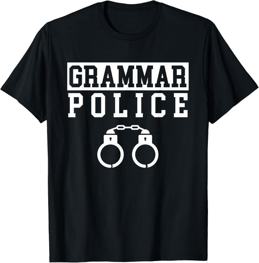 Grammar Police Spelling Correct Cop T-Shirt - T-Shirt | Black