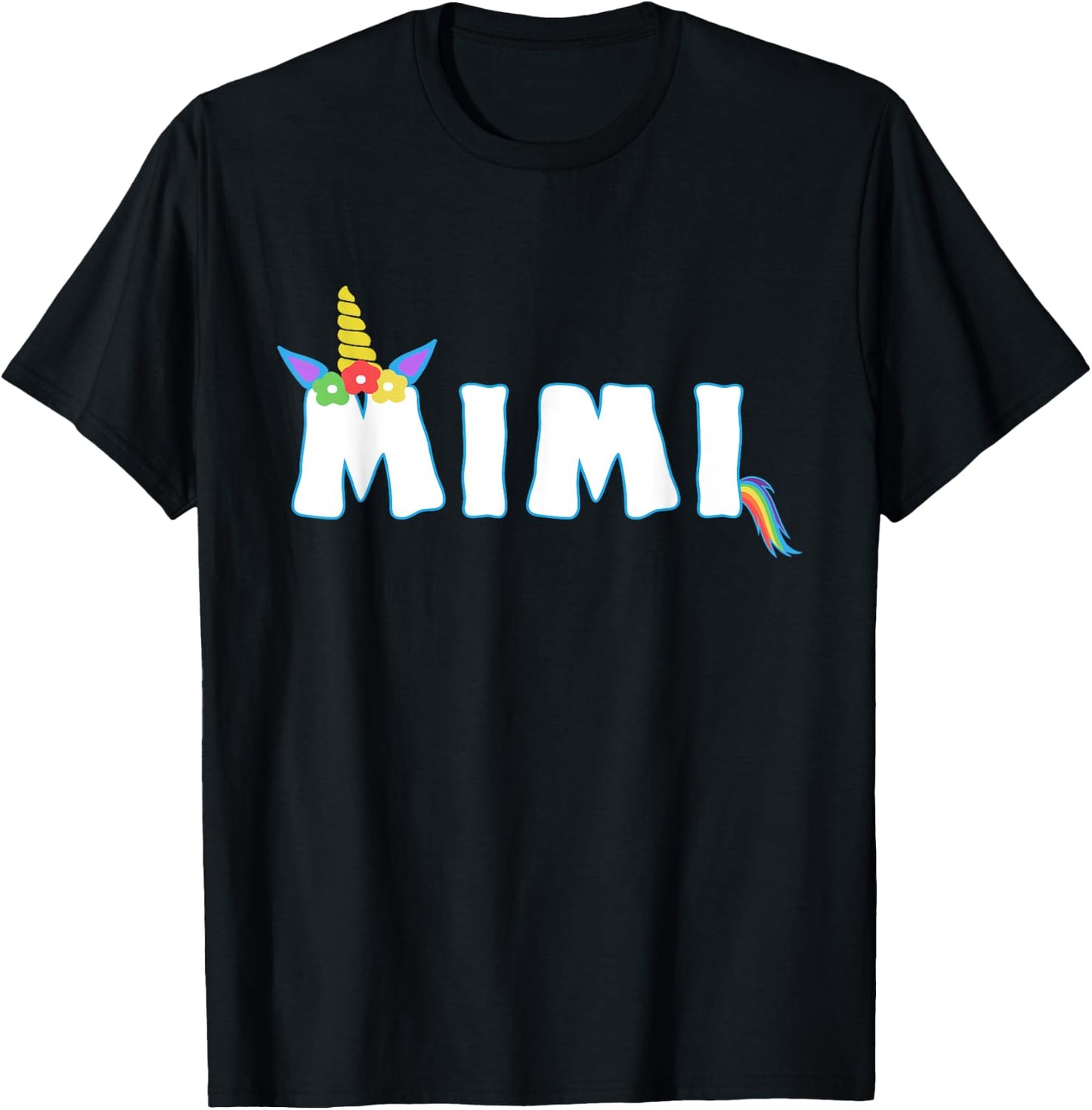 Unicorn Birthday Girl Funny Mimi Grandma Family T-Shirt - T-Shirt | Black