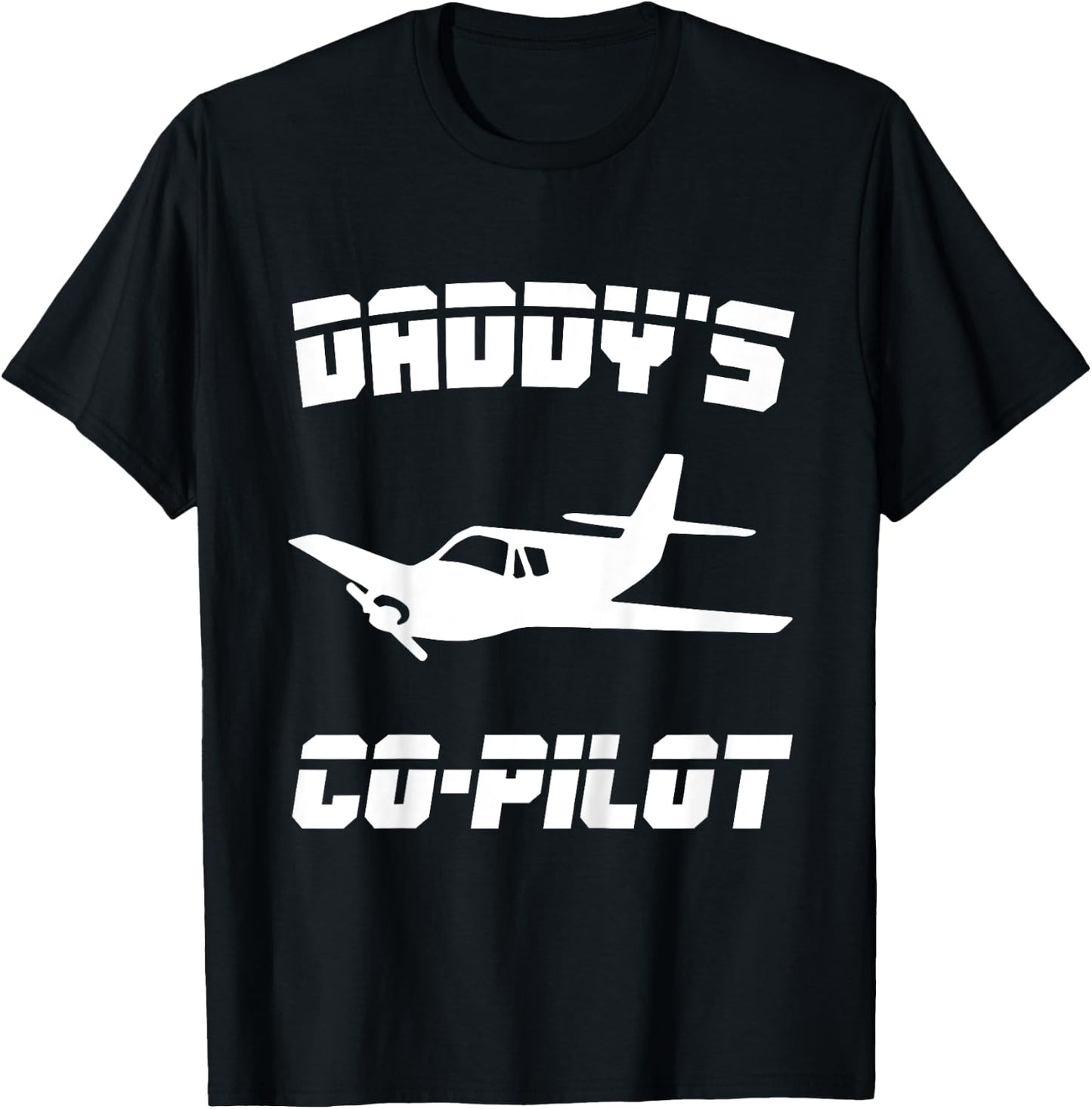 Kids Daddy's Co-pilot Boy Girl Kid Birthday Plane Lover Gift T-Shirt - T-Shirt | Black