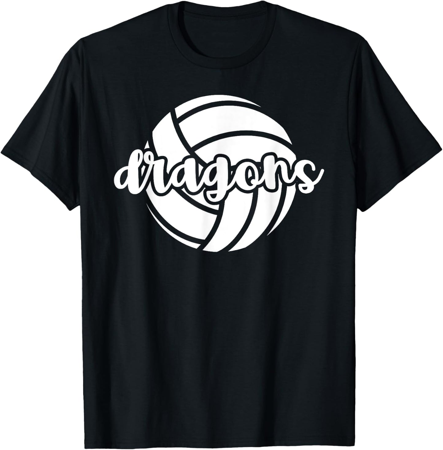 Dragons Volleyball Team Mascot School Spirit Game Night T-Shirt - T-Shirt | Black