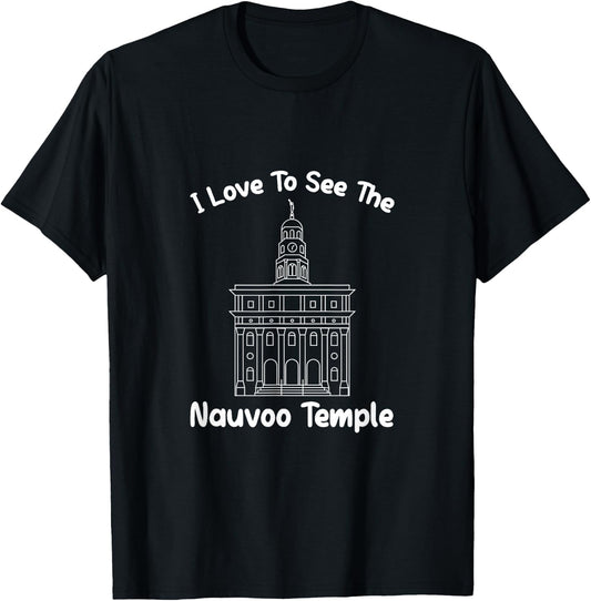 Nauvoo IL Temple, I love to see my temple, primary T-Shirt - T-Shirt | Black
