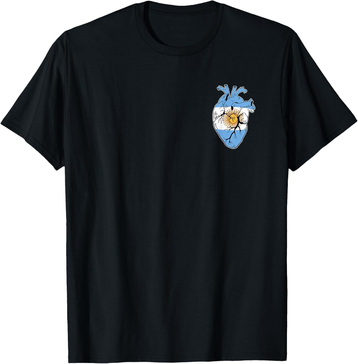 Argentina Flag Pride Anatomical Heart Soccer Sport Player T-Shirt - T-Shirt | Black