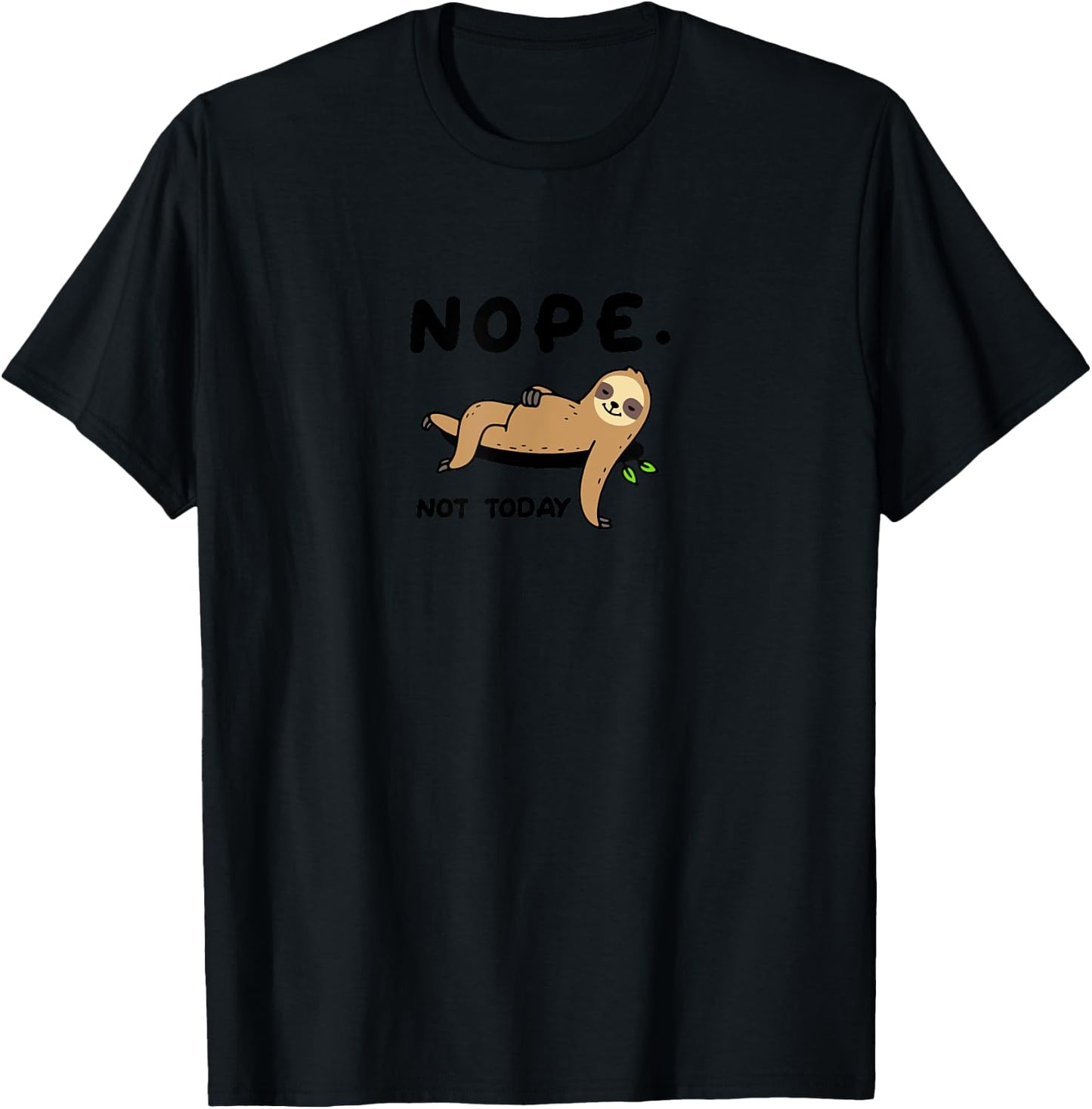Sloth Life by Teeplicity Nope Not Today Funny Sloth Graphic Grey -Adults -Kids Classic Fit Short Sleeve Cotton 50% Polyester 50% T-Shirt - T-Shirt | Black