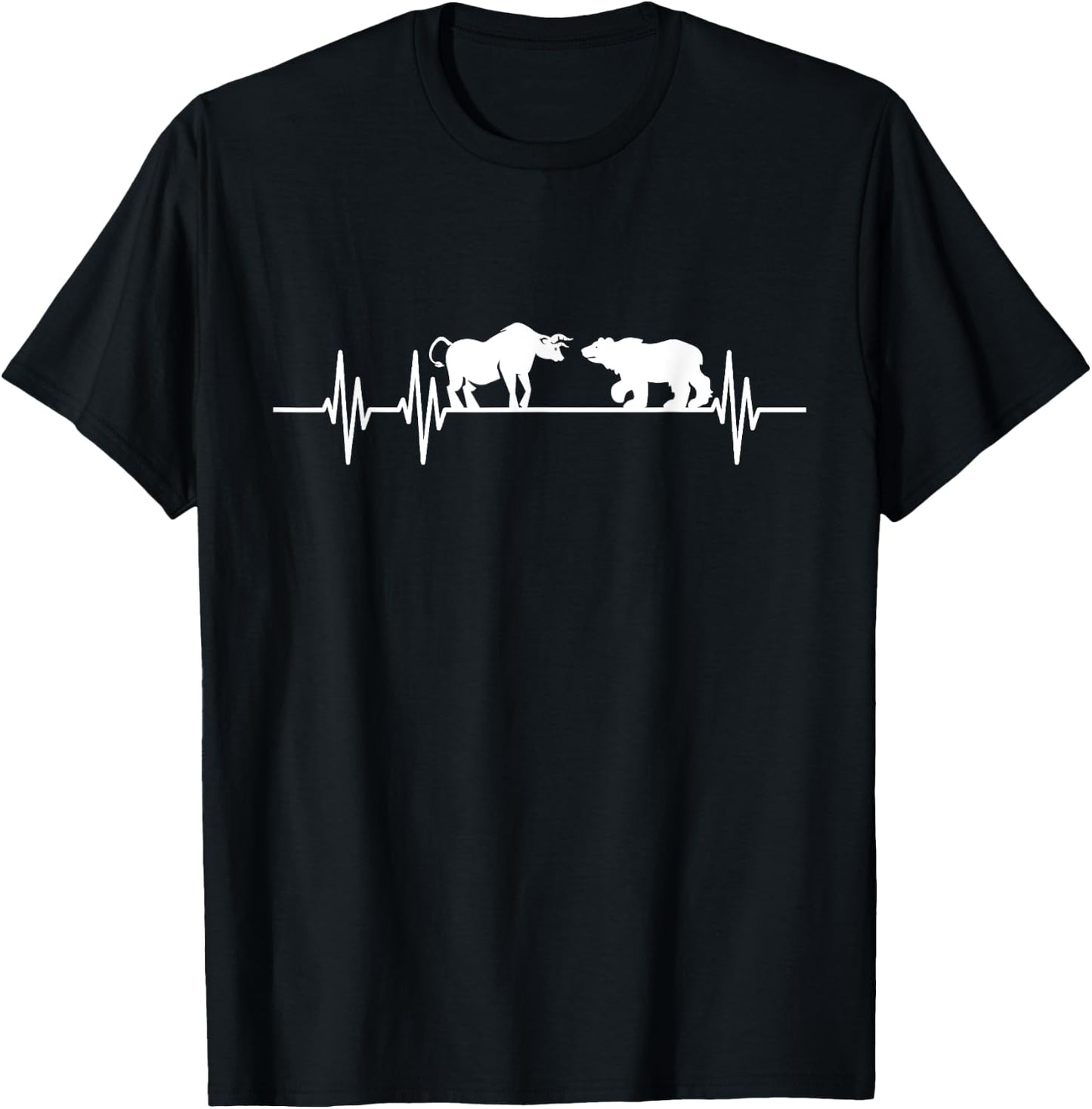 Stock Trader Bull Bear Heartbeat Trading T-Shirt - T-Shirt | Black