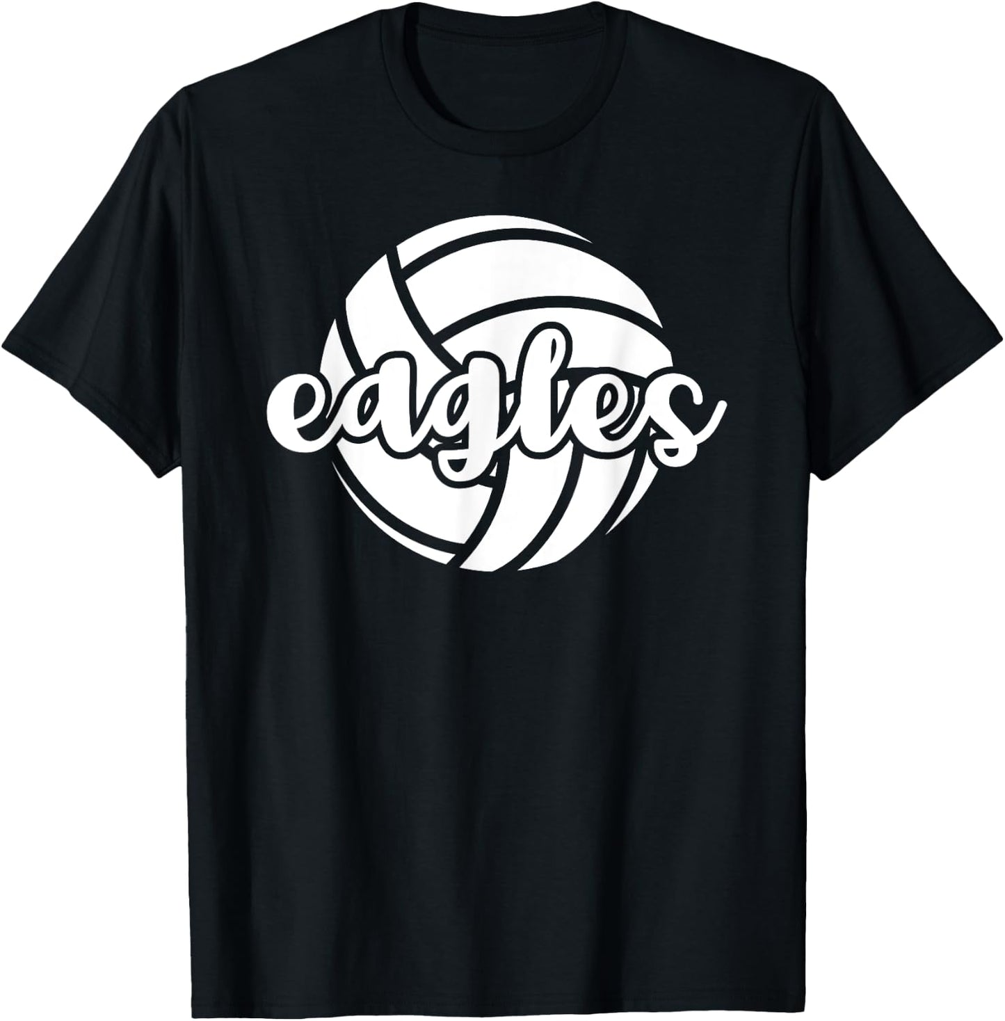 Eagles Volleyball Team Mascot School Spirit Game Night T-Shirt - T-Shirt | Black