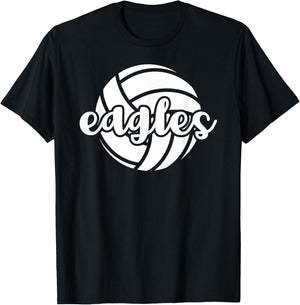 Eagles Volleyball Team Mascot School Spirit Game Night T-Shirt - T-Shirt | Black